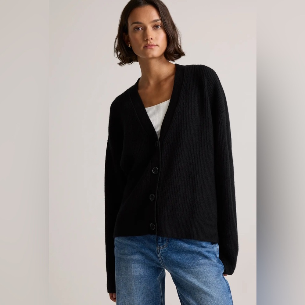 Quince Black boyfriend Cardigan Sweater